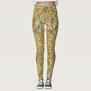 Legging Arte Floral de Fronteira de Rosa Rosa de William M