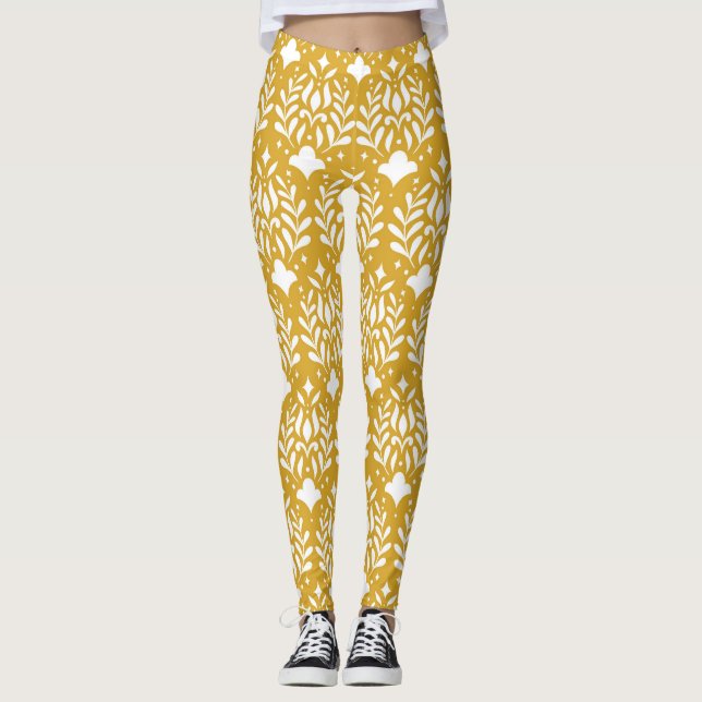Legging Arte Floral Deco: Damasco Moderno (Frente)