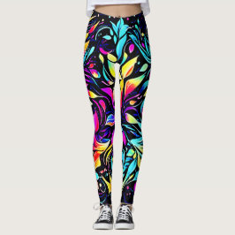 Legging Arte Floral Explosão Neon