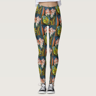 Legging Arte Floral Expressionista de Rosas Rosa Kirchner