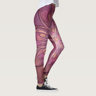 Legging Arte floral fractal moderno abstrato cores de frut