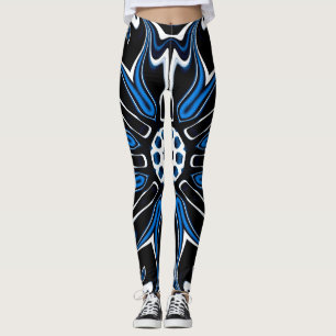 Legging Arte Flores Azul, Preta e Branca da Estônia