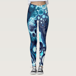 Legging Arte Fluida Azul e Branco