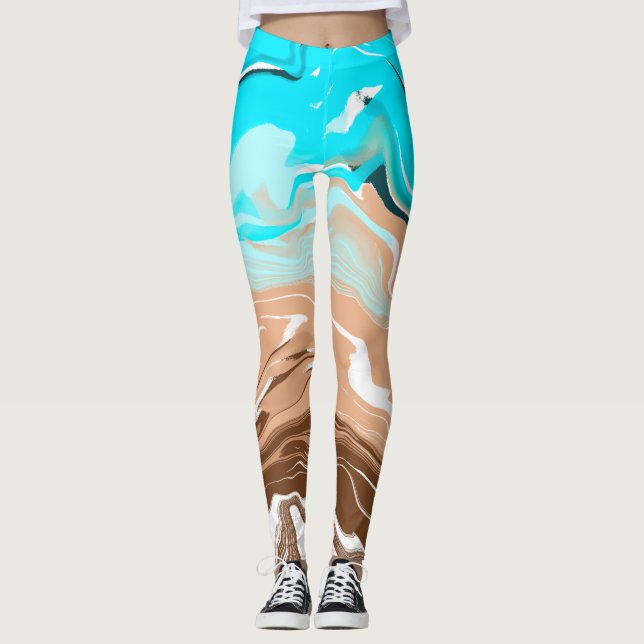 Legging Arte Fluida de Cor a Azul (Frente)