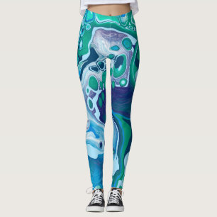 Legging Arte Fluida Digital Verde Azul