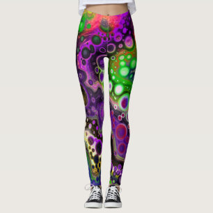 Legging Arte fluida no mármore roxo, Verde limão e preto