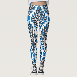 Legging Arte Folclórica Escandinava: Design Floral Retro