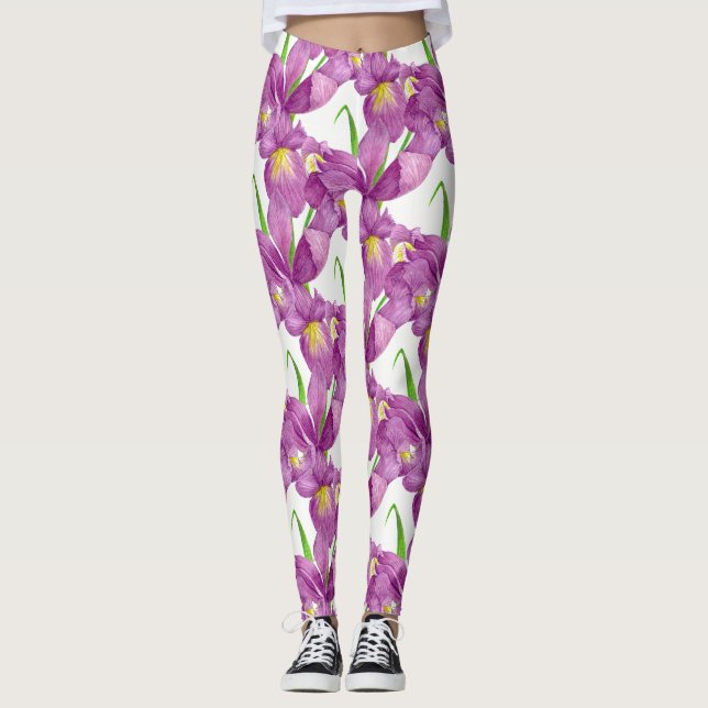 Legging Arte Foral Botânica Roxa Iris (Frente)