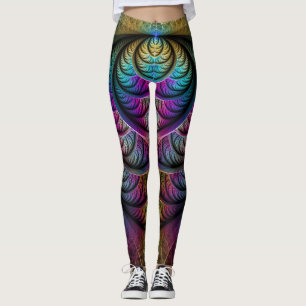 Legging Arte Fractal Abstrato com Padrão Trippy