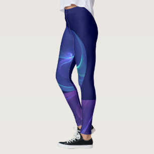 Legging Arte Fractal Abstrato de Sonho Azul Luminoso