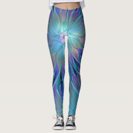 Legging Arte Fractal Abstrato de Sonho Roxo Azul