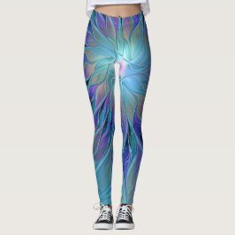Legging Arte Fractal Abstrato de Sonho Roxo Azul