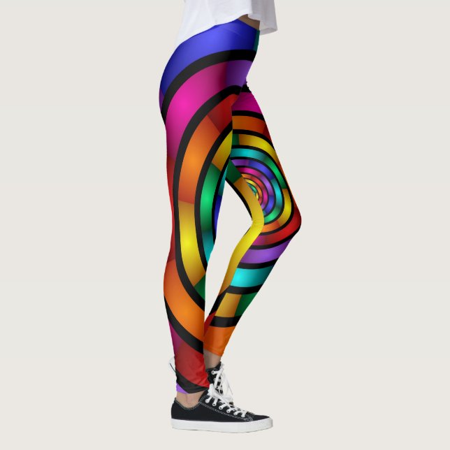 Legging Arte Fractal Arredondada e Psicodélica Colorida Mo (Direita)