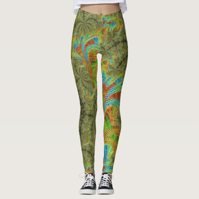 Legging Arte Fractal Espiral Trippy Psicedélica (Frente)