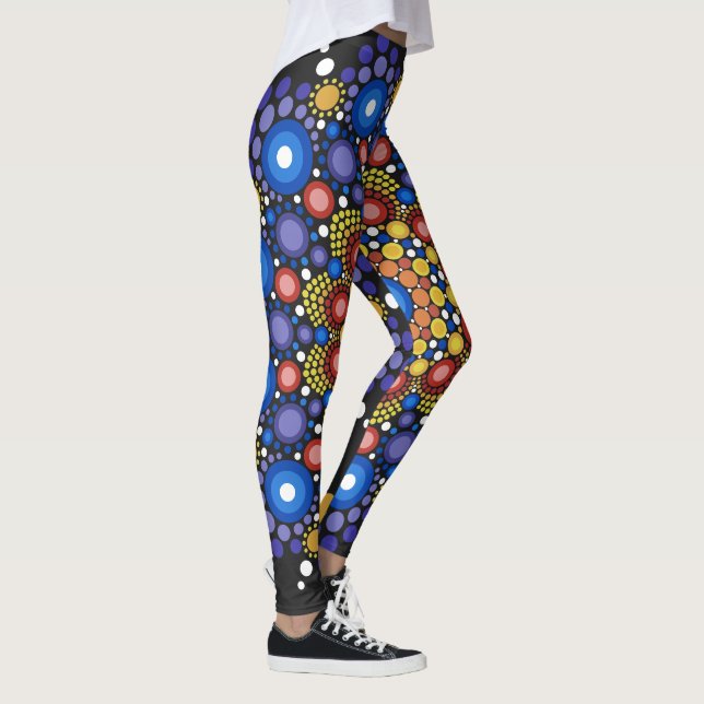 Legging Arte Fractal Floral Dotada Retro Mandala (Direita)