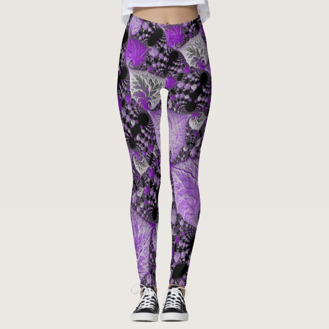 Legging Arte Fractal Roxa Monocromática (Frente)