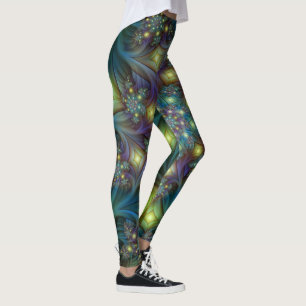 Legging Arte Fractal Roxa Roxa Abstrato brilhante iluminad