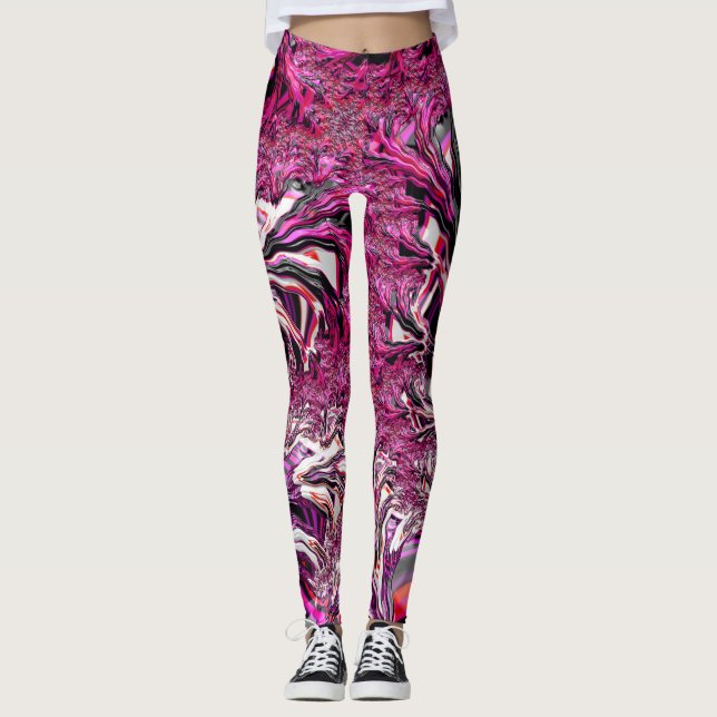 Legging Arte Fractal Trippy Vibrant Psicedélica Funky (Frente)