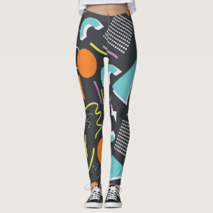 Legging Arte Geométrica Inspirada em Memphis Negrito
