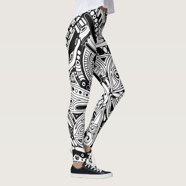Legging Arte Geométrica Preto e Branco 15 (Direita)