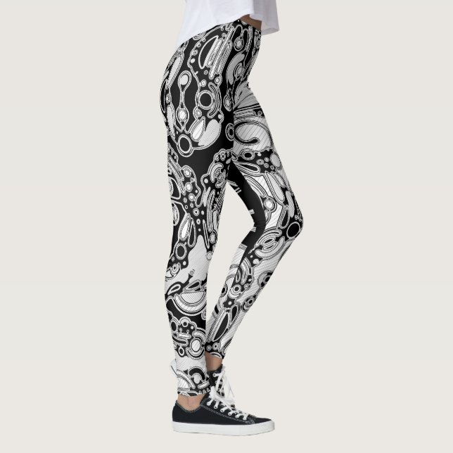 Legging Arte Geométrica Preto e Branco 3 (Direita)