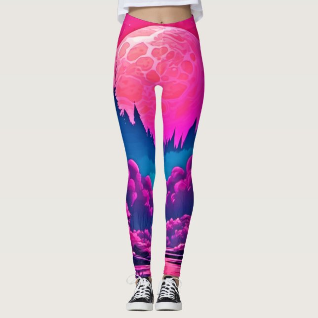Legging Arte Gigante da Lua Rosa (Frente)