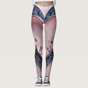 Legging Arte IA elegante de Lua Azul e Rosa Diamante