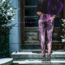 Legging Arte Líquida com Pedra Preciosa Rosa Roxa