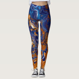 Legging Arte Moderna Abstrato de Azul e Cobre