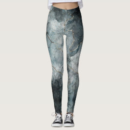 Legging Arte Moderna Azul Cinza Nebulosa Pintura Mármore A