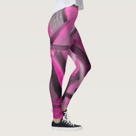 Legging Arte Moderna Negra Negra Negra-Rosa-Quente