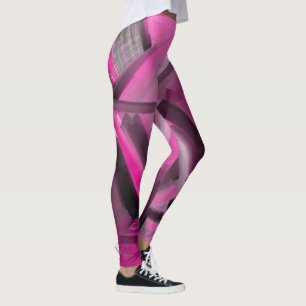 Legging Arte Moderna Negra Negra Negra-Rosa-Quente