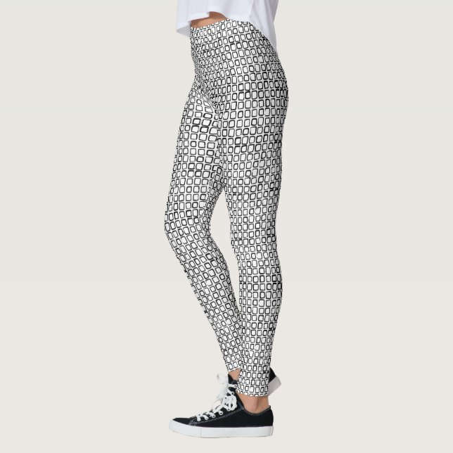 Legging Arte Moderna Quadrada de Esquema Negro Negrito (Esquerda)