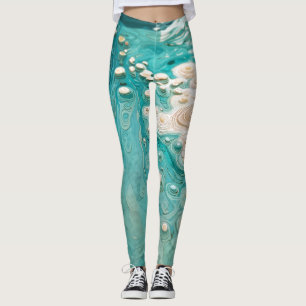 Legging Arte Oceânico Topográfico Abstrato