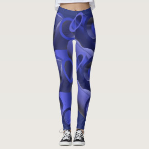 Legging Arte Padrão de Tubagem Futurística Azul