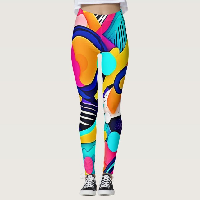 Legging Arte Pop Abstrata Vibrante (Frente)