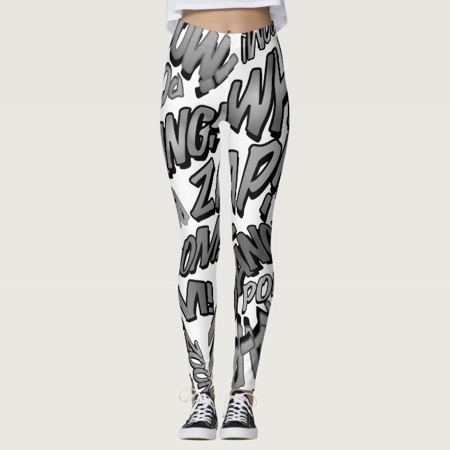Legging Arte Pop de Quadrinhos Preto e Branco com Sons (Frente)