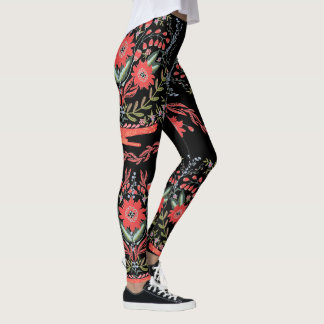 Legging Arte popular chique da flor selvagem
