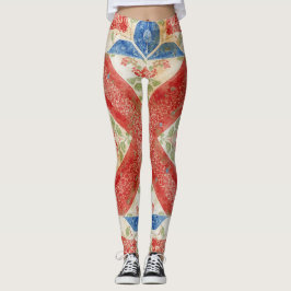 Legging Arte Popular Floral Americana Patchwork Vintage