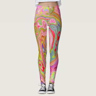 Legging Arte retrógrada, amarela e Abstrato magenta