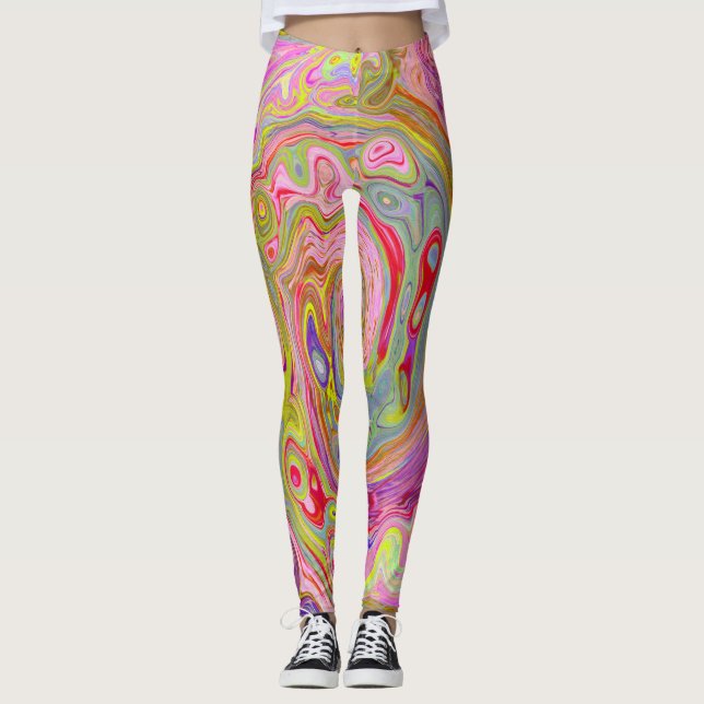 Legging Arte retrógrada, amarela e Abstrato magenta (Frente)