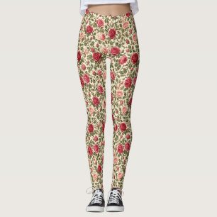Legging Arte Romântico de Rosa Clássica e Vinha
