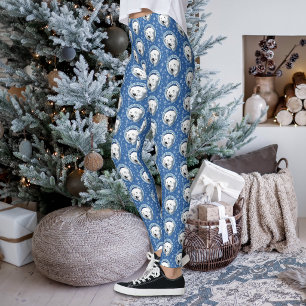 Legging Arte Serena Azul Art Nouveau Urso Polar Flocos de 