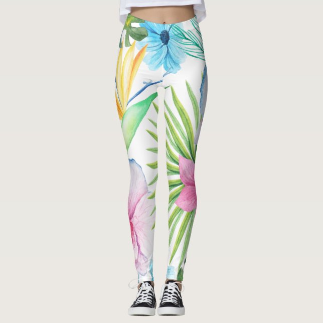Legging Arte sobre aves tropicais (Frente)