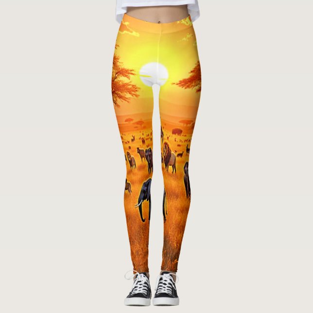 Legging Arte Sunset da savana africana (Frente)
