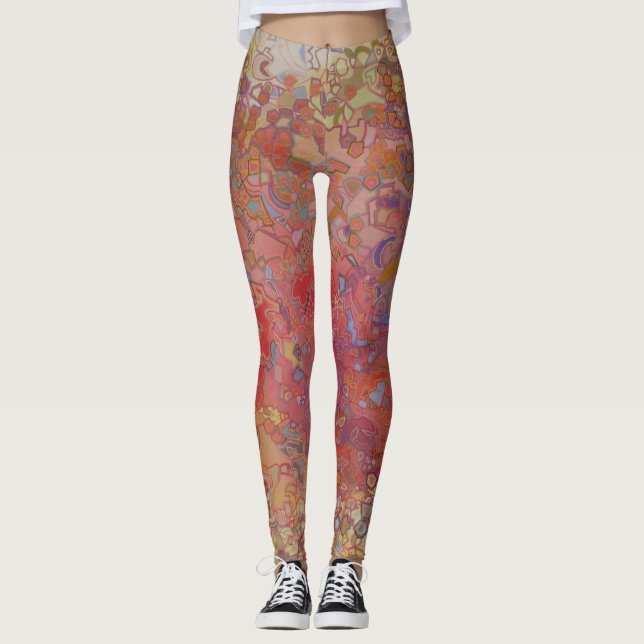 Legging Arte tipo mosaico abstrato (Frente)