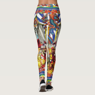 Legging Arte Tradicional Vibrante do Dragão Asiático e Art