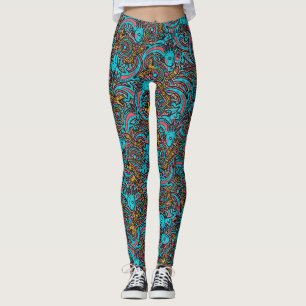 Legging Arte Tribal da Batalha do Deus Asteca Xolotl com o