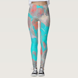 Legging Arte vermelha azul do padrão floral/floral românti