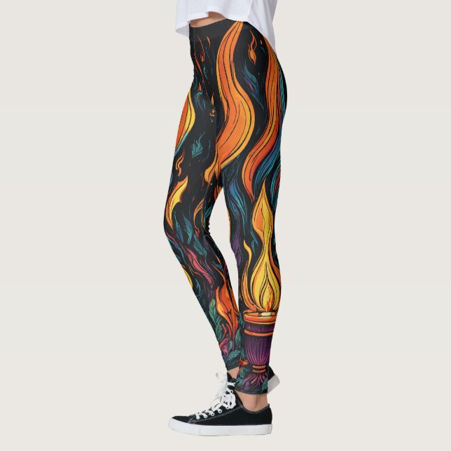 Legging "Arte vetorial de chama surreal - 4K Renderização  (Esquerda)